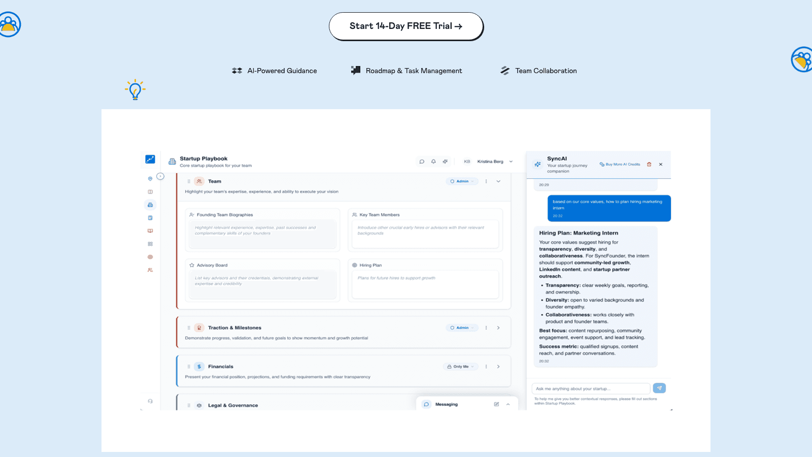 SyncFounder — Startup Workspace screenshot